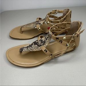 Isola Tan and Snakeskin Sandals 7.5